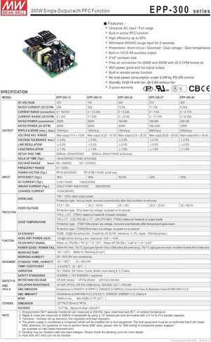 MEAN WELL original EPP-300-48 48V 6.25A meanwell EPP-300 48V 300W Single Output with PFC Function in Kuwait