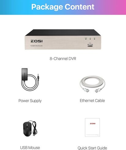 ZOSI 8CH 1080P H.265+ 4-in-1 DVR, Hybrid TVI/AHD/CVI/Analog CCTV Recording System with HDMI & VGA Output, Digital Video Recorder with 1TB HDD in Kuwait
