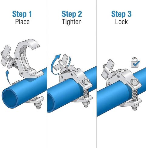 QWORK Truss Clamp Stage Lights Clamp، 4 عبوات من المشبك الاحترافي عالي التحمل بوزن 330 رطل لتحريك تركيبات إضاءة المسرح، 1.57-2.36 بوصة تناسب أنبوب OD 40-60 مم in Kuwait