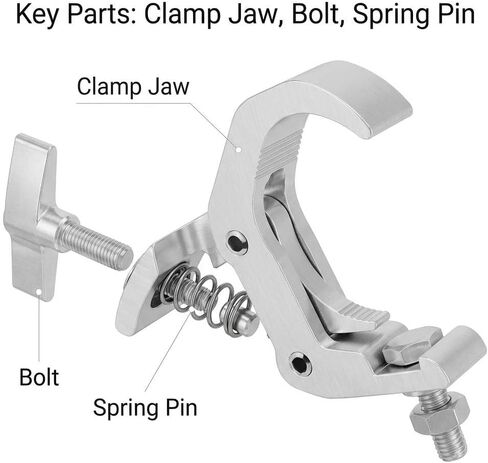 QWORK Truss Clamp Stage Lights Clamp، 4 عبوات من المشبك الاحترافي عالي التحمل بوزن 330 رطل لتحريك تركيبات إضاءة المسرح، 1.57-2.36 بوصة تناسب أنبوب OD 40-60 مم in Kuwait