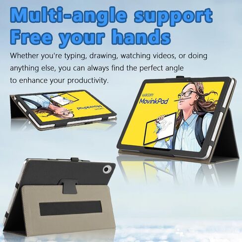 [NSFN] for Wacom MovinkPad 11 Tablet Case,Wacom Android Mobile Drawing Tablet 11.45" inch Protective Case with Handheld Band Premium PU Leather StandFunction Easy to Hold, Stand Function,Black in Kuwait
