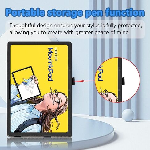 [NSFN] for Wacom MovinkPad 11 Tablet Case,Wacom Android Mobile Drawing Tablet 11.45" inch Protective Case with Handheld Band Premium PU Leather StandFunction Easy to Hold, Stand Function,Black in Kuwait
