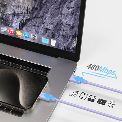 كابل Carplay للسيارة لهاتف iPhone 15/16 iPhone 15/16 Pro Max Cable، [معتمد من Apple MFi] سلك USB C Carplay بطول 5.4FT، سلك شاحن iPhone 16، شاحن سيارة iPhone 16، كابل شحن سيارة iPhone USB C (أرجواني) in Kuwait