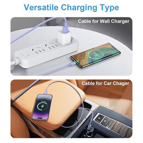 كابل Carplay للسيارة لهاتف iPhone 15/16 iPhone 15/16 Pro Max Cable، [معتمد من Apple MFi] سلك USB C Carplay بطول 5.4FT، سلك شاحن iPhone 16، شاحن سيارة iPhone 16، كابل شحن سيارة iPhone USB C (أرجواني) in Kuwait