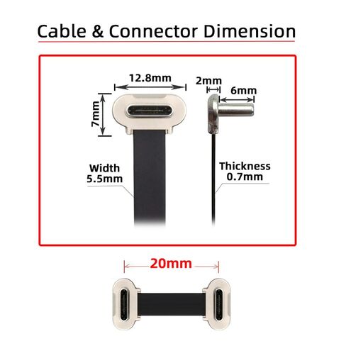 xiwai كابل بيانات USB2.0 قصير 2 سم محمول فائق النحافة مسطح USB-C من النوع C إلى USB-C موصل بزاوية طاقة 65 وات شحن سريع للهاتف اللوحي والكمبيوتر المحمول in Kuwait