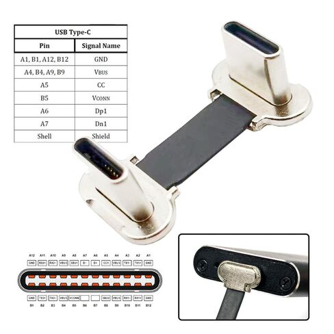 xiwai كابل بيانات USB2.0 قصير 2 سم محمول فائق النحافة مسطح USB-C من النوع C إلى USB-C موصل بزاوية طاقة 65 وات شحن سريع للهاتف اللوحي والكمبيوتر المحمول in Kuwait
