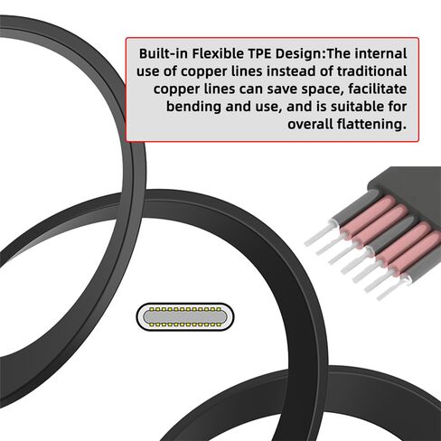 xiwai كابل بيانات USB2.0 قصير 2 سم محمول فائق النحافة مسطح USB-C من النوع C إلى USB-C موصل بزاوية طاقة 65 وات شحن سريع للهاتف اللوحي والكمبيوتر المحمول in Kuwait