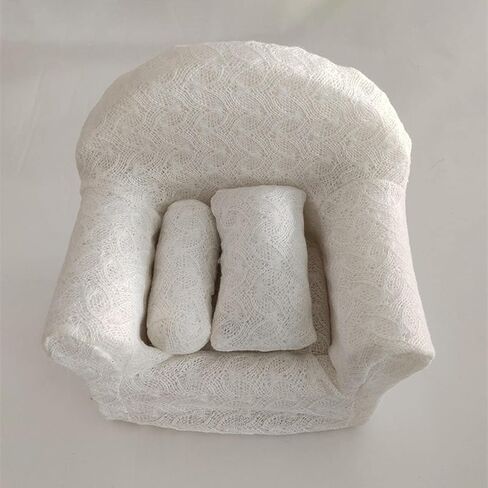 Newborn Photography Props Sofa Set Photography Cushion Infant Posing Pillow Woven Cloth Suitable for Studio Shower Birthday Party, White, 29cm in Kuwait