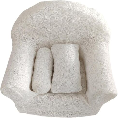 Newborn Photography Props Sofa Set Photography Cushion Infant Posing Pillow Woven Cloth Suitable for Studio Shower Birthday Party, White, 29cm in Kuwait