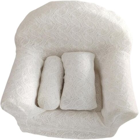 Newborn Photography Props Sofa Set Photography Cushion Infant Posing Pillow Woven Cloth Suitable for Studio Shower Birthday Party, White, 29cm in Kuwait
