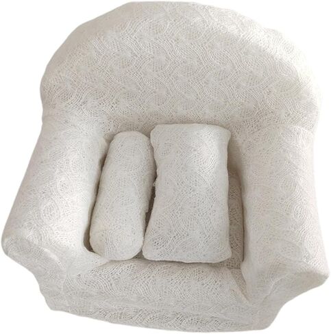 Newborn Photography Props Sofa Set Photography Cushion Infant Posing Pillow Woven Cloth Suitable for Studio Shower Birthday Party, White, 29cm in Kuwait