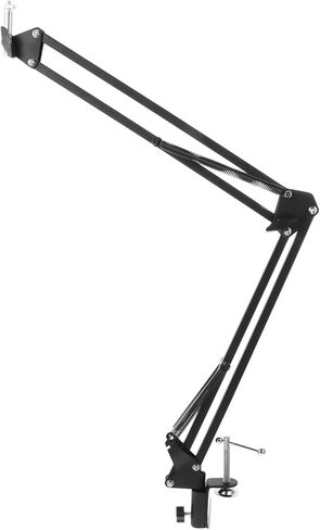 KOMBIUDA Metal Webcam Stand with Adjustable Scissor Arm and 1/4" Screw Clamp for Desktop Video Streaming and Live Broadcast, Black Portable Camera Holder for Home Office in Kuwait