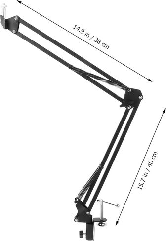 KOMBIUDA Metal Webcam Stand with Adjustable Scissor Arm and 1/4" Screw Clamp for Desktop Video Streaming and Live Broadcast, Black Portable Camera Holder for Home Office in Kuwait