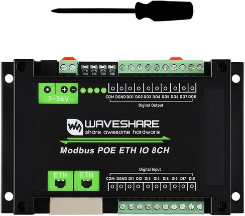 KLAYERS Industrial 8-Channel Ethernet Input/Output Module with Modbus RTU/TCP and PoE Support in Kuwait