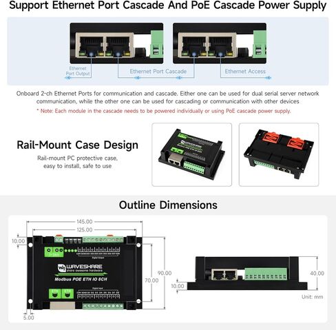 KLAYERS Industrial 8-Channel Ethernet Input/Output Module with Modbus RTU/TCP and PoE Support in Kuwait