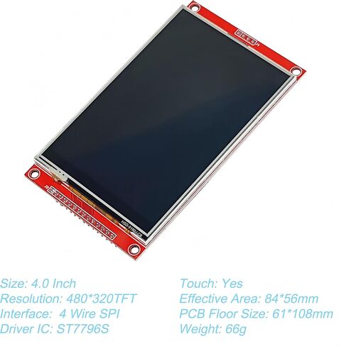 4.0inch LCD Module TFT 480x320 SPI Serial ST7796S Resistive Touch Screen with Touch Pen Compatible with Arduino (2 Pack) in Kuwait
