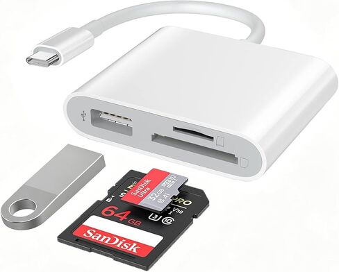 USB C SD Card Reader Adapter, 3 in 1 USB Type C to USB OTG Memory Card Adapter for TF SD Micro SD Cards Compatible with MacBook Pro Air/iPad Pro/Mini/iPhone 15, Galaxy S23 in Kuwait