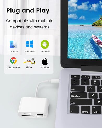 USB C SD Card Reader Adapter, 3 in 1 USB Type C to USB OTG Memory Card Adapter for TF SD Micro SD Cards Compatible with MacBook Pro Air/iPad Pro/Mini/iPhone 15, Galaxy S23 in Kuwait