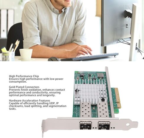 بطاقة شبكة ألياف بصرية PCI E X8 بسعة 10 جيجابايت، ومحول شبكة سطح المكتب ثنائي SFP + منفذ إيثرنت يدعم وحدة تحكم شريحة 82599 ومحول إيثرنت PCI Express in Kuwait