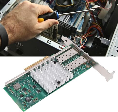 بطاقة شبكة ألياف بصرية PCI E X8 بسعة 10 جيجابايت، ومحول شبكة سطح المكتب ثنائي SFP + منفذ إيثرنت يدعم وحدة تحكم شريحة 82599 ومحول إيثرنت PCI Express in Kuwait
