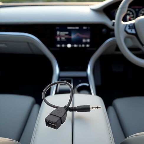 قطعتان من كابل محول USB إلى AUX أسود، قابس AUX ذكر 3.5 مم إلى USB 2.0 أنثى محول كابل سلك لمنفذ Aux للسيارة بطول 20 سم/8 بوصة ملحقات محول OTG أسود in Kuwait