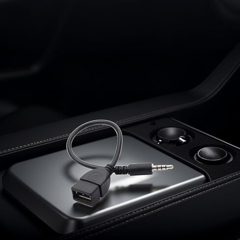 قطعتان من كابل محول USB إلى AUX أسود، قابس AUX ذكر 3.5 مم إلى USB 2.0 أنثى محول كابل سلك لمنفذ Aux للسيارة بطول 20 سم/8 بوصة ملحقات محول OTG أسود in Kuwait
