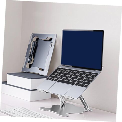 MAGICLULU Aluminum Alloy Laptop Riser Holder and Tablet Cooling Stand, Foldable Metal Laptop Desk Stand for Adjustable Height, Multipurpose Notebook PC Holder for Home and Office Use in Kuwait