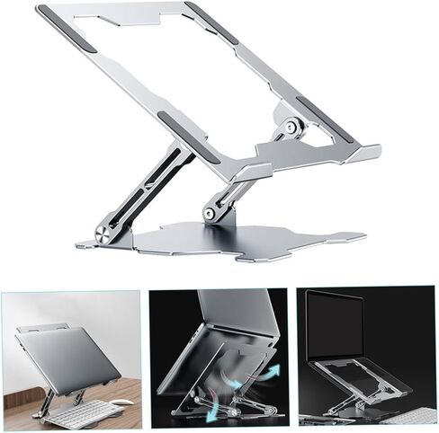 MAGICLULU Aluminum Alloy Laptop Riser Holder and Tablet Cooling Stand, Foldable Metal Laptop Desk Stand for Adjustable Height, Multipurpose Notebook PC Holder for Home and Office Use in Kuwait