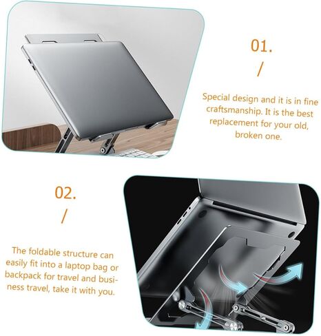 MAGICLULU Aluminum Alloy Laptop Riser Holder and Tablet Cooling Stand, Foldable Metal Laptop Desk Stand for Adjustable Height, Multipurpose Notebook PC Holder for Home and Office Use in Kuwait
