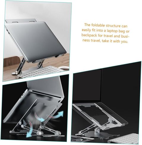 MAGICLULU Aluminum Alloy Laptop Riser Holder and Tablet Cooling Stand, Foldable Metal Laptop Desk Stand for Adjustable Height, Multipurpose Notebook PC Holder for Home and Office Use in Kuwait