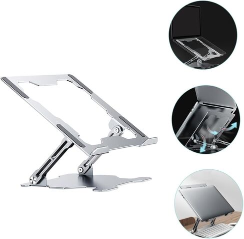 MAGICLULU Aluminum Alloy Laptop Riser Holder and Tablet Cooling Stand, Foldable Metal Laptop Desk Stand for Adjustable Height, Multipurpose Notebook PC Holder for Home and Office Use in Kuwait