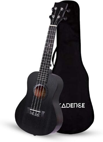مجموعة Kadence Concert Ukulele مقاس 23 بوصة للربيع والصيف من القيثارة - لمسة نهائية غير لامعة مع حزام وحقيبة (أسود داكن) in Saudi Arabia