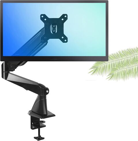 Monitor Desk Mount Single Monitor Desk Mount Long Arm Monitor Stand Mount with Gas Spring Wall-Mounted Height Adjustable Bracket for 15"-27" Screen Computer Monitor Stand-White-C in Saudi Arabia