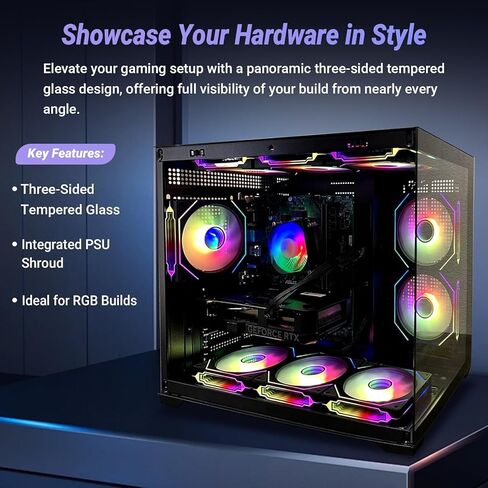 كمبيوتر مكتبي للألعاب - Xeon E5 3.20 جيجا هرتز، GeForce RTX 4060 8 جيجا GDDR7، ذاكرة الوصول العشوائي DDR4 سعة 16 جيجا بايت، 512 جيجا بايت SSD + 1 تيرابايت HDD، Wi-Fi 6 & BT 5.4، 9x ARGB Fans، Windows 11، برج ألعاب للاعبين والبث المباشر، 650 واط PSU in Kuwait