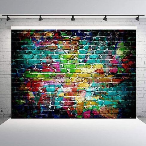 7x5ft Graffiti Photography Backdrops Colorful Brick Wall Photo Background Adults Children Portrait Studio Props Birthday Party Decor Supplies Vinyl in Kuwait