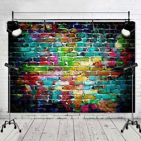 7x5ft Graffiti Photography Backdrops Colorful Brick Wall Photo Background Adults Children Portrait Studio Props Birthday Party Decor Supplies Vinyl in Kuwait