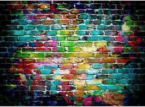 7x5ft Graffiti Photography Backdrops Colorful Brick Wall Photo Background Adults Children Portrait Studio Props Birthday Party Decor Supplies Vinyl in Kuwait