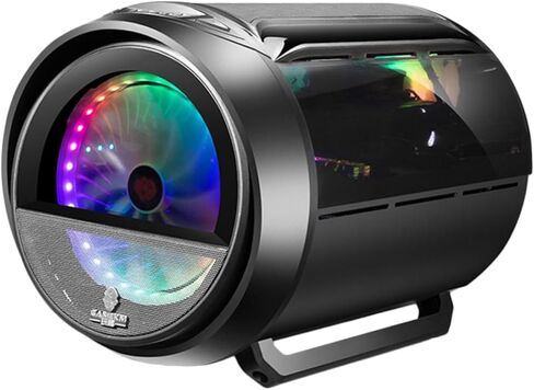 حقيبة كمبيوتر DOITOOL Matx مع تبريد مياه RGB، لوحة بانورامية مستديرة، هيكل سطح مكتب أسود للمكتب المنزلي وإعداد الألعاب in Kuwait