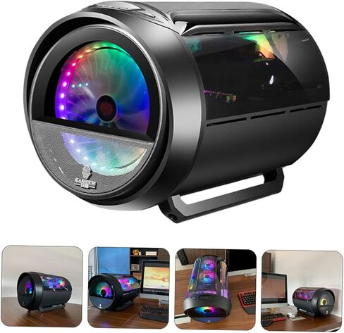حقيبة كمبيوتر DOITOOL Matx مع تبريد مياه RGB، لوحة بانورامية مستديرة، هيكل سطح مكتب أسود للمكتب المنزلي وإعداد الألعاب in Kuwait