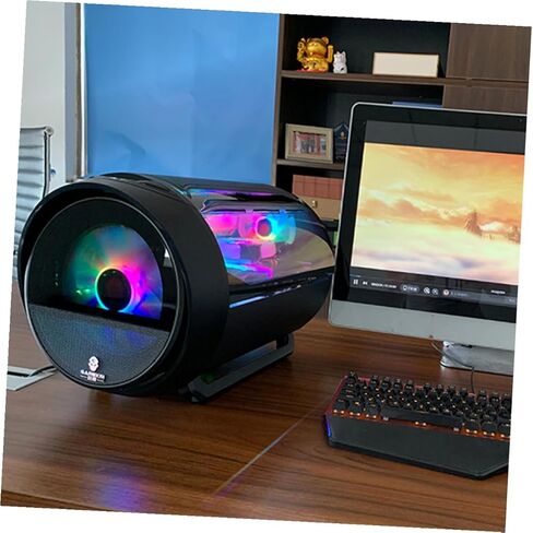 KALLORY Matx Modified Computer Case with Panoramic RGB Tempered Glass, Black Water-Cooling Chassis for Home Office and Gaming Setup in Kuwait