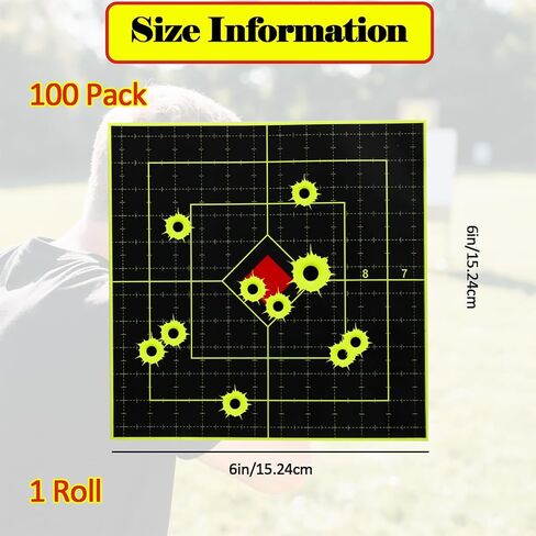 6 Inch 100 Pack Splatter Targets, Reactive Targets Protable Paper Shooting Target Splatter for Shooting Range, Shooting Mat Self-Adhesive Target Stickers Splash Pasters Roll for Indoor Outdoor(1 Roll) in Kuwait