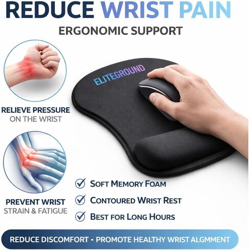 Ergonomic Mouse Pad with Wrist Support, Memory Foam Wrist Rest, Non-Slip Base, Comfortable Office Mousepad for Laptop and PC in Kuwait