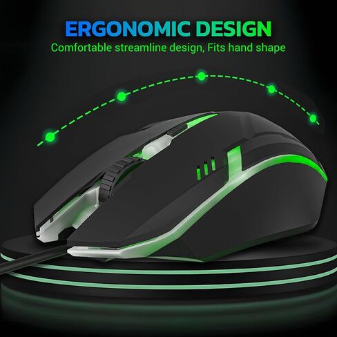 ماوس الألعاب الضوئي السلكي Ant GM46 | مستشعر 2400 نقطة في البوصة | 4 أزرار متينة | إضاءة خلفية متعددة الألوان | كابل 1.5 متر | تصميم خفيف الوزن | متوافق مع أنظمة التشغيل Windows وMac وLinux_ باللون الأسود in Kuwait