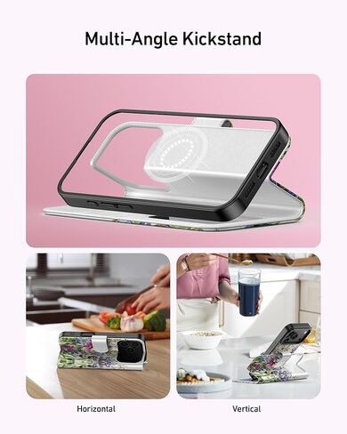 محفظة حافظة FUNMIKO لهاتف iPhone 17 Pro، غطاء جلدي قابل للطي قابل للفصل، حامل بطاقات RFID يحجب 4 بطاقات، مسند مغناطيسي، غطاء هاتف واقٍ للنساء والفتيات، زهور برية مزهرة in Kuwait