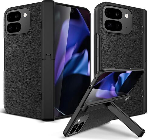 حافظة لهاتف Google Pixel 10 Pro Fold 2025 مع واقي شاشة خارجي، مسند مخفي، غطاء حماية مفصلي مقاوم للصدمات لكامل الجسم من البولي كربونات لهاتف Pixel 10 Pro Fold 5G - أسود in Kuwait