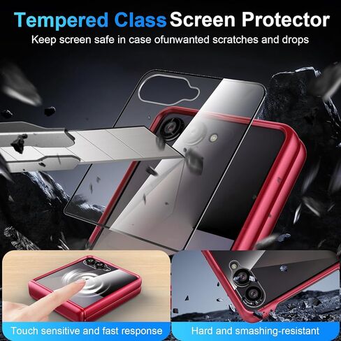 Magnetic Case for Samsung Galaxy Z Flip 7 Case, Compatible with Mag-Safe, Center Hinge Protection, 360° Rotating Finger Ring Holder with Built-in Screen Protector PC Material for Galaxy Z Flip 7 2025 in Saudi Arabia