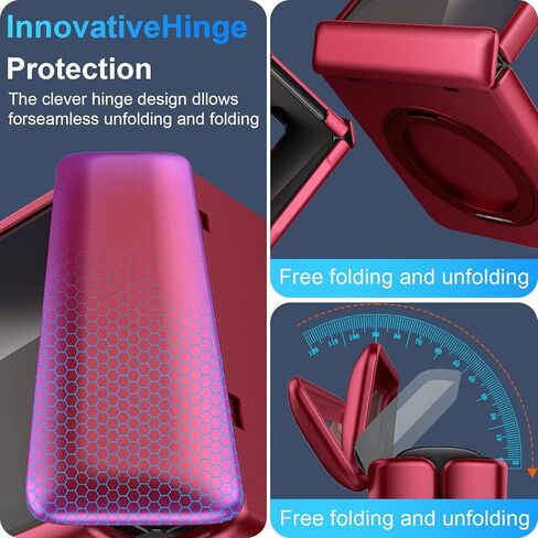 Magnetic Case for Samsung Galaxy Z Flip 7 Case, Compatible with Mag-Safe, Center Hinge Protection, 360° Rotating Finger Ring Holder with Built-in Screen Protector PC Material for Galaxy Z Flip 7 2025 in Saudi Arabia