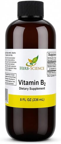 Vitamin B2 Supplement - Riboflavin Drops Liquid Extract - For Headache Relief, Natural Energy - Support For Hair, Skin, Nail Health,Collagen Production - Non-Alcoholic - 8 Fl.oz. in Saudi Arabia