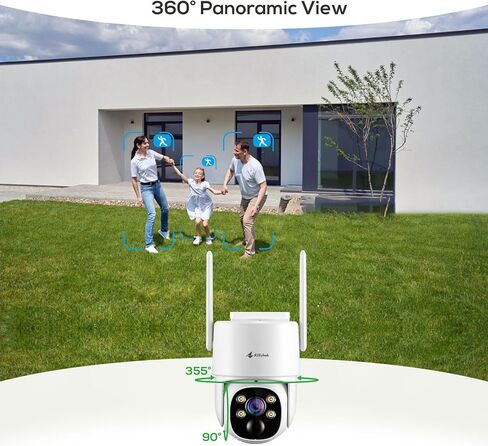 نظام كاميرا أمان Kittyhok Home Wireless Soalr مع شاشة | كاميرا مراقبة 4 Bullet & 4 PT تعمل بالطاقة الشمسية للكشف عن الإنسان، تسليط الضوء، لأمن المنزل | 10CH NVR، شاشة IPS 10 بوصة، مخزن محلي in Kuwait