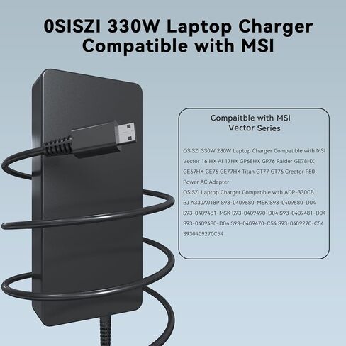شاحن كمبيوتر محمول 330 واط/400 واط متوافق مع MSI Titan 18 HX Ultra AI A2XWJG Raider 18 16 Max HX Titan GT77 HX 13VI A2X CreatorPro X18 HX A14V Vector A18 HX A9WIG 17HX محول تيار متردد للطاقة in Kuwait